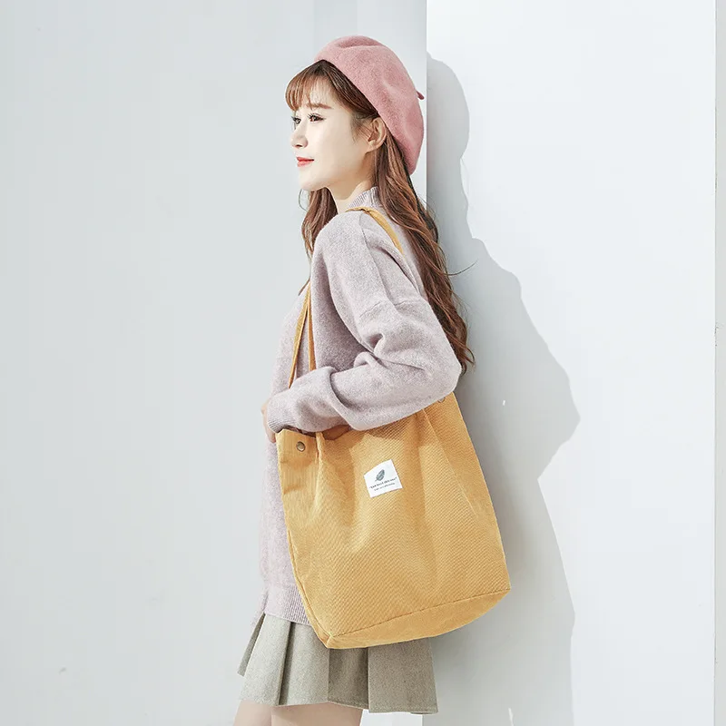 Bags For Women 2021 Corduroy Shoulder Bag Reusable Shopping Bags Casual Tote Female Handbag For A Certain Number Of Dropshipping