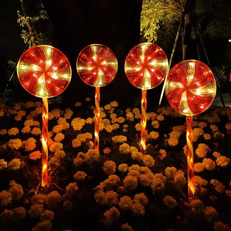 New Outdoor Solar LED Candy Cane Pathway Lights for Christmas Decorative Lighting for Yard