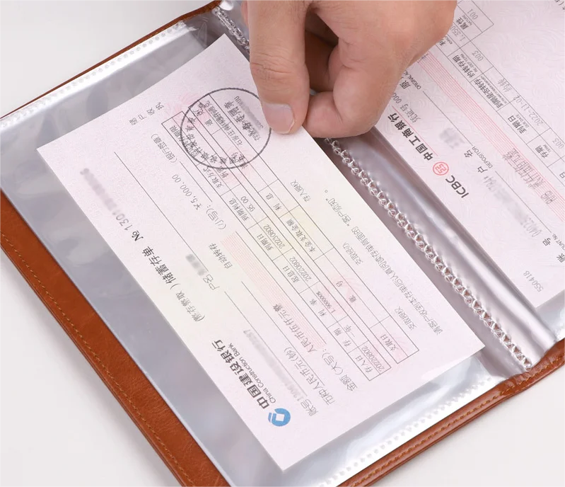 Wholesale Best Price PU Leather Deposit receipt storage Notebook Bill  folder
