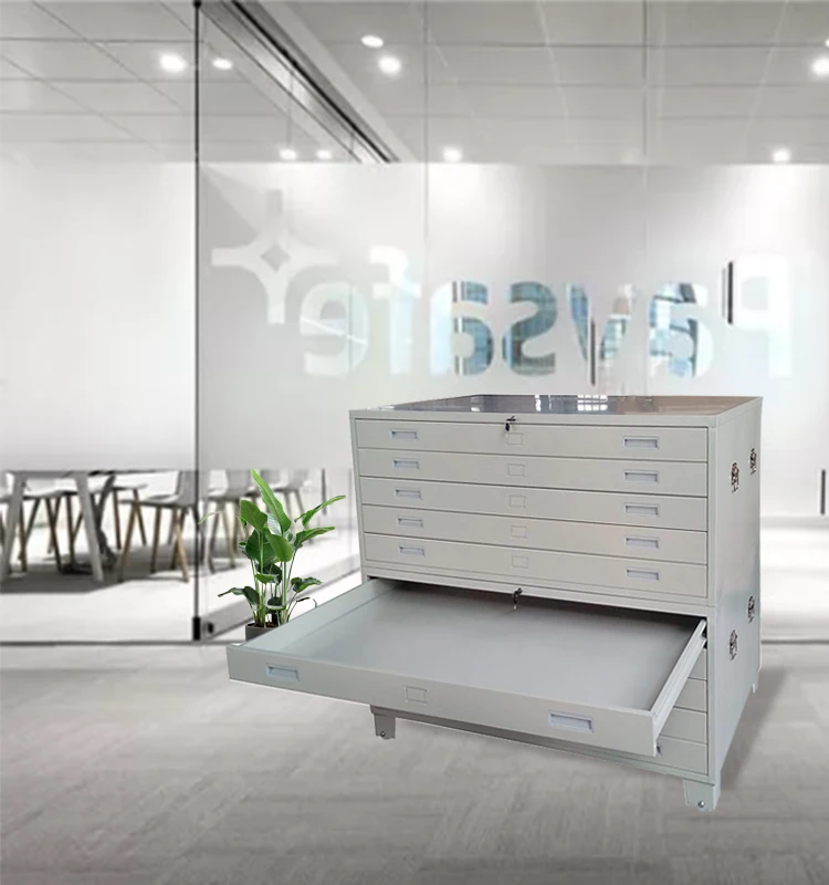 Assembled Metal Lockable Drawer Flat File Map Drawing Storage Cabinet