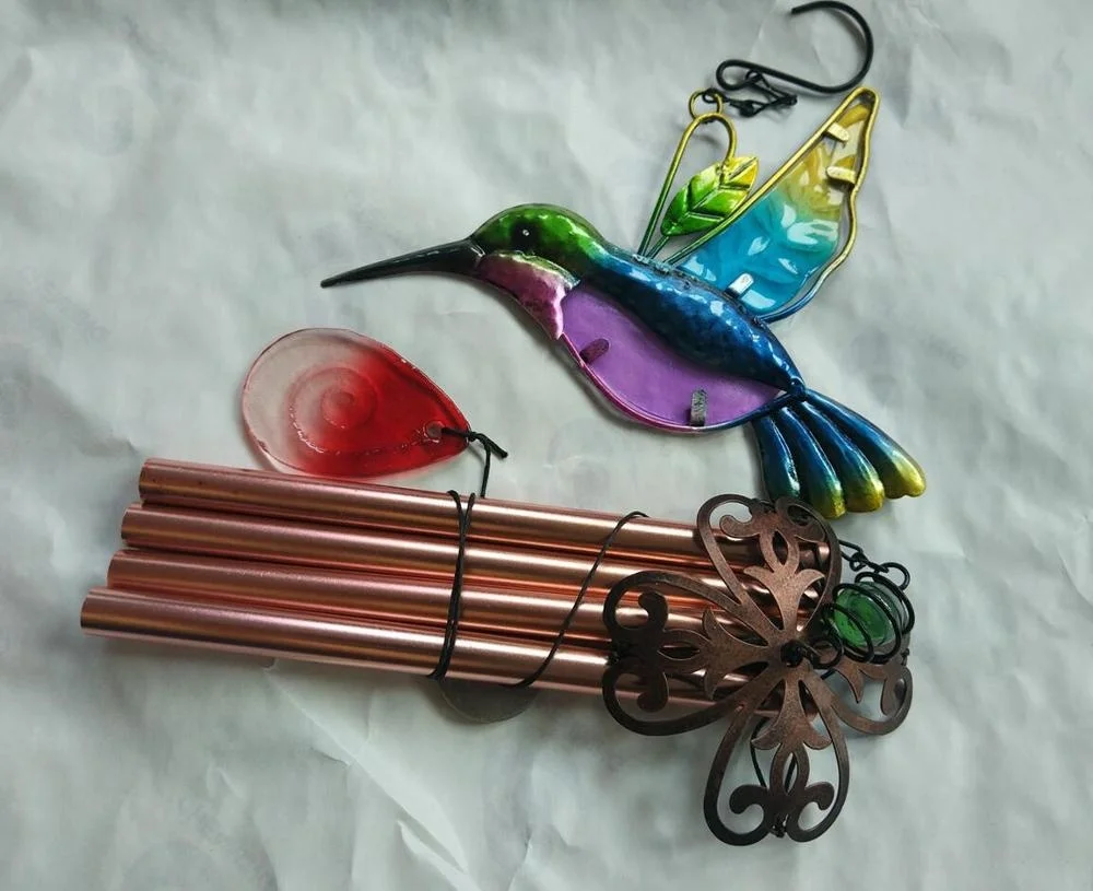 Wholesale Stain Glass Hummingbird Wind Chimes Suncatchers for Window, Home, Garden, Yard Decoration Indoor Outdoor Decor