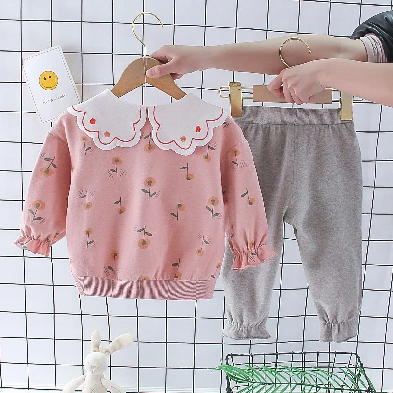 2022 Trend Children Clothes Top Little Girl Model 2 Pieces Clothing Set Baby Jacket And Long Pants Children Girl Clothes Set