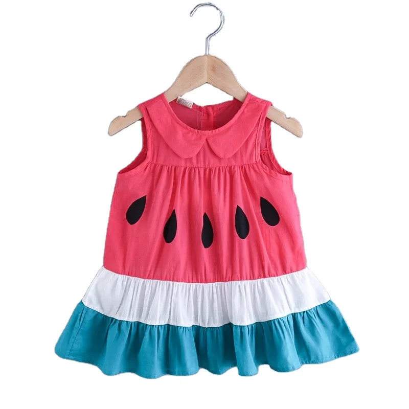 
Mudkingdom Summer Hot Sale Baby Girl Sleeveless Doll Collar Party Dress 100% Cotton Printed Clothing Sets For 2-6 Y Wholesale 