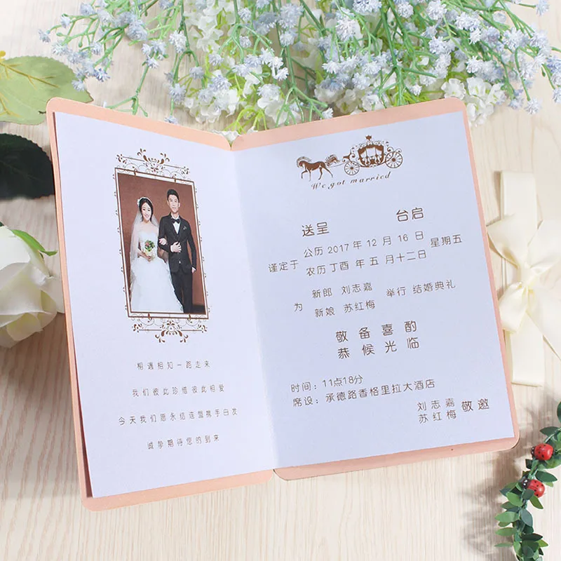 Factory Wholesale Customized Luxury Wedding Invitation Cards with Ribbon for Wedding Party