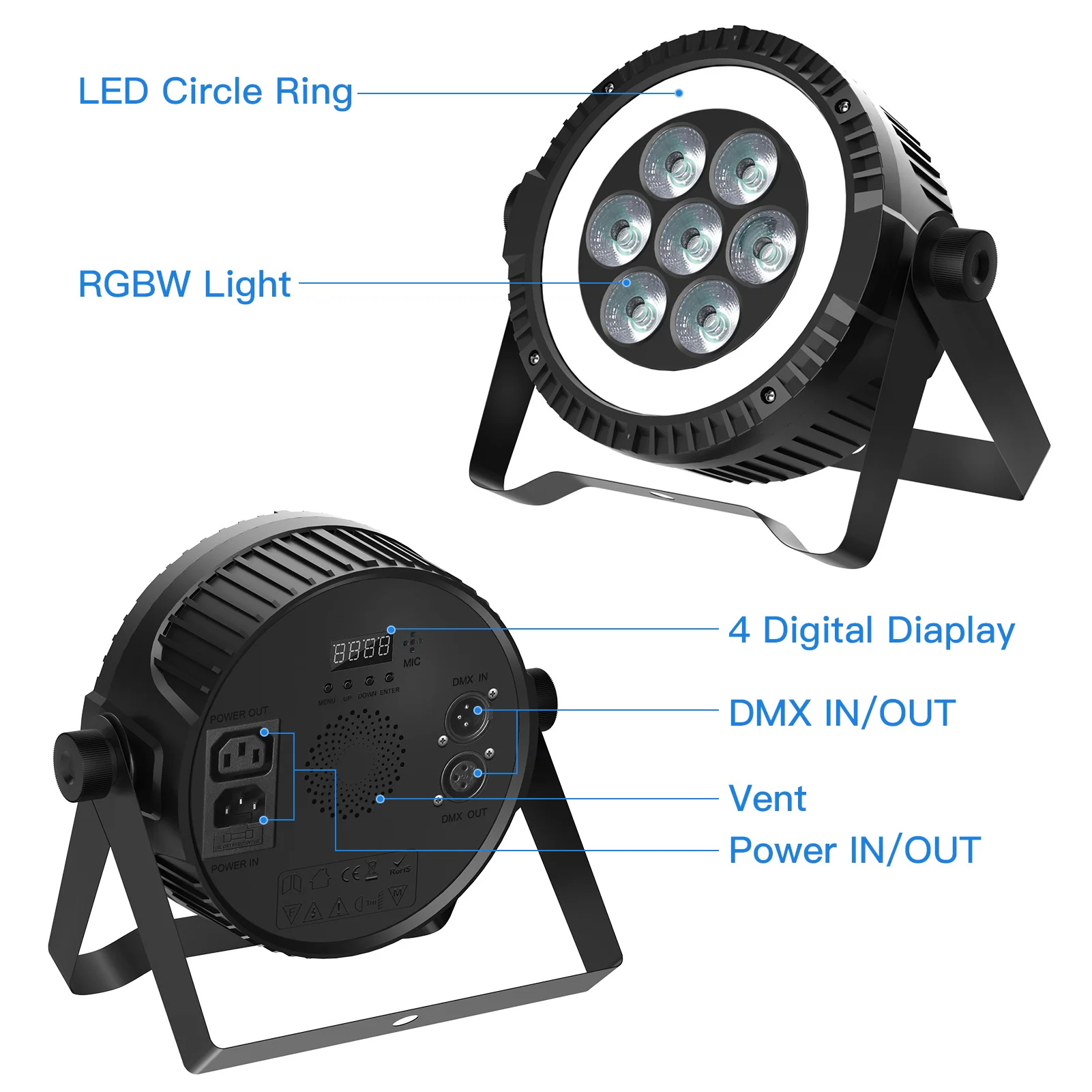 Effect Slim Par up Lighting Wedding Led RGBW 4 in 1 RGB LED LED Matrix Light Black with Circle Ring -50 - 80 2-year CN;GUA 10000