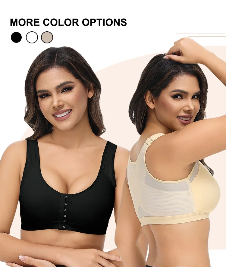 Wholesale Plus Size Front Closure Bra Post Surgery Compression Support Bra Back Support posture shapewear Bra