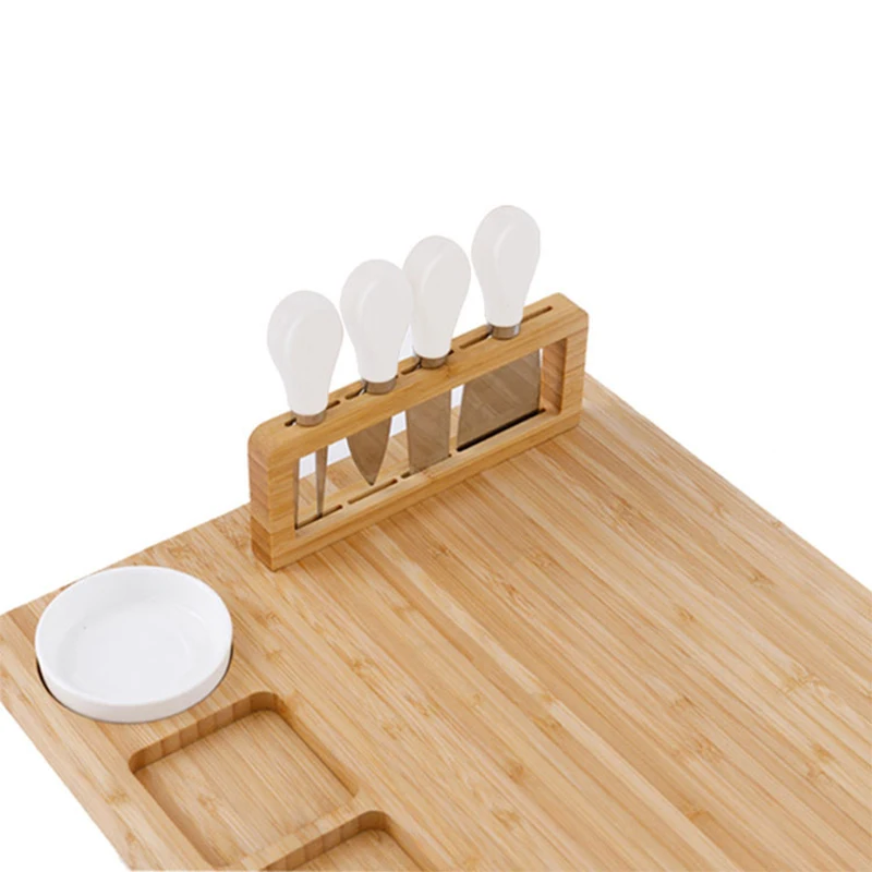 Household kitchen bamboo chopping board Restaurant cutting vegetables bamboo and wood rectangular fruit cutting board with knife