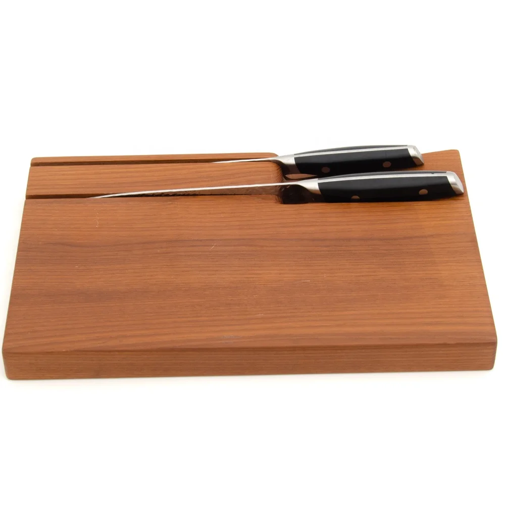 Home kitchen accessories knife stand organizer storage knife holder acacia wood drawer knife block