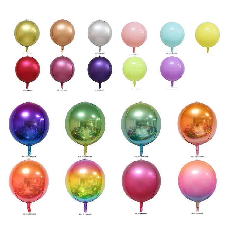 Wholesale Custom Printing Multi Colors 22 Inch 3d 4d Round Party Aluminium Foil Helium Birthday Balloons Decoration