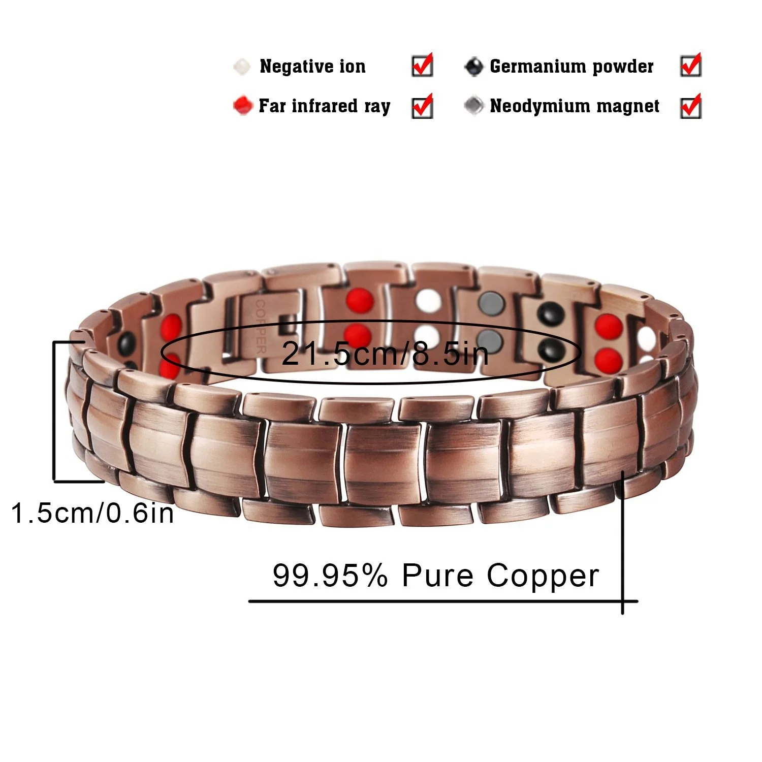9142 High Quality Popular Red Magnetic Copper Magnet Bracelet 4 Styles Friendship Bracelet For Men