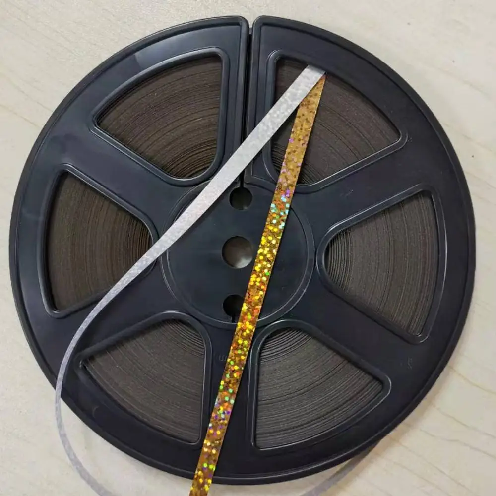 Hot fix sequin roll back with glue gold color size 6mm