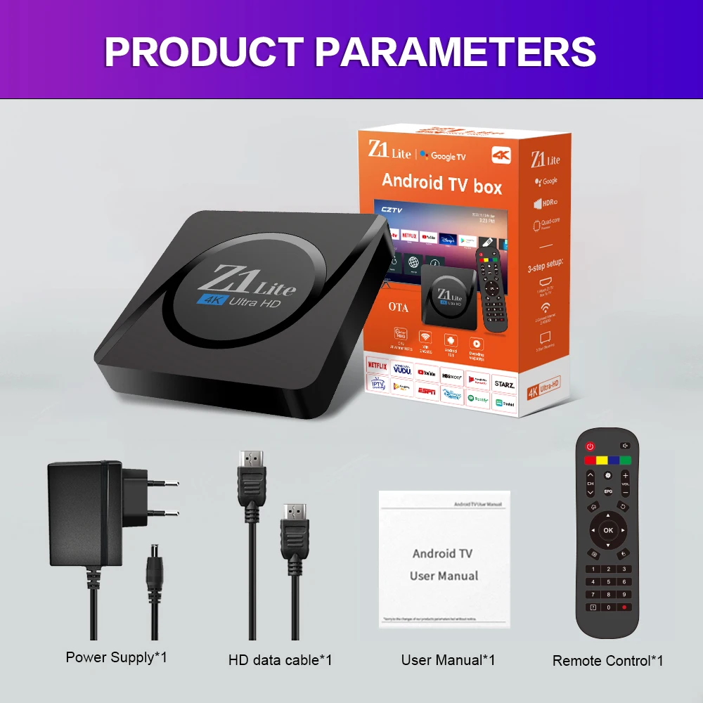 Best Stable 4K IPTV Android tv Box Z1 Lite Allwinner H313 4K Tv Box 2+16GB Smart OTT  TV BOX  Dual wifi with IR Remote Player