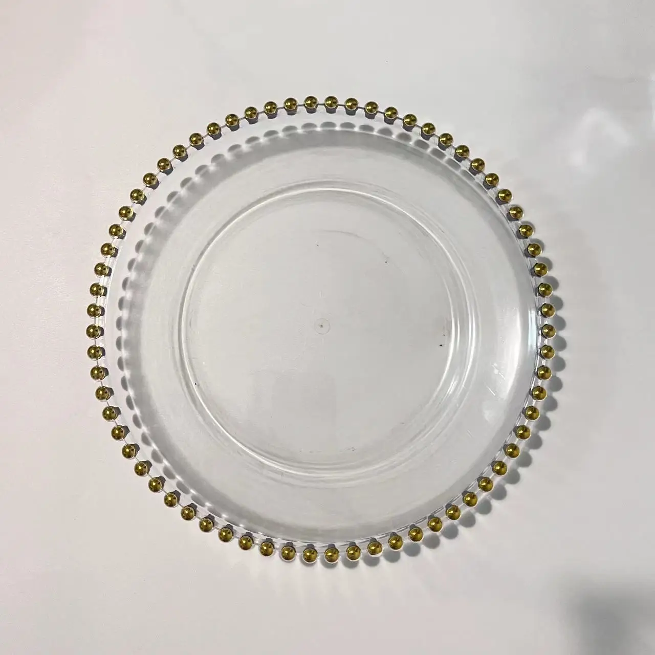 WHOLESALE PLASTIC 11 INCH GOLD BEADS EDGE CHARGER PLATE FOR WEDDING PARTY EVENTS SERVER