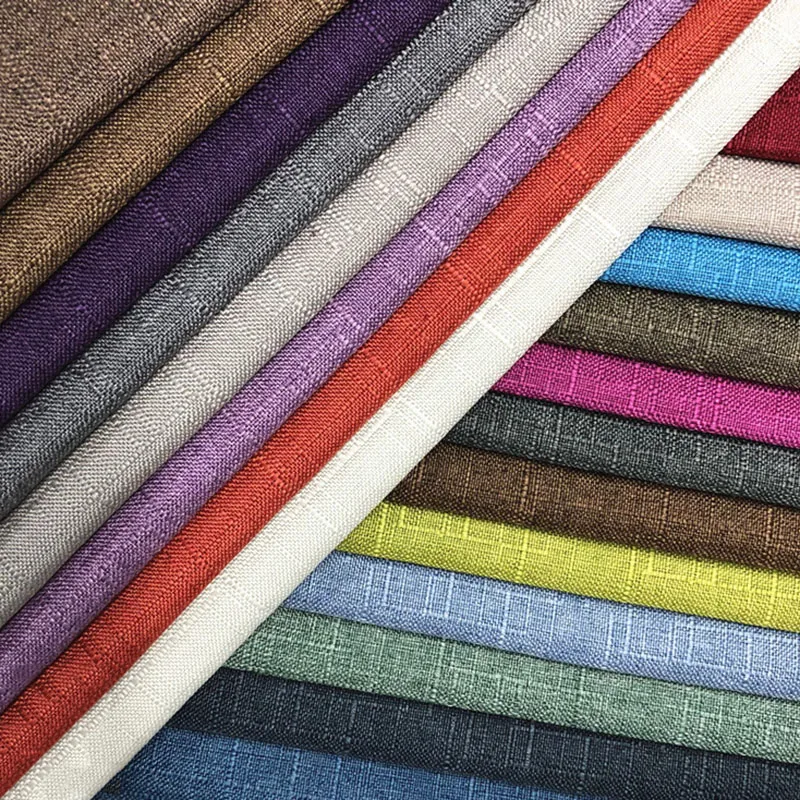 Wholesale Linen Slub Flax Solid Color Sofa Fabric For Car Cover Pillow Cushion Decorative Cloth