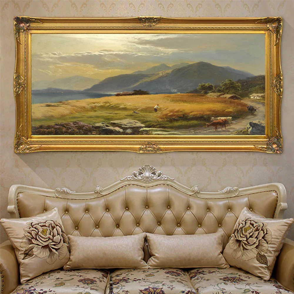 Chinese Style Home Living Room Decor Pico Art Landscape Harvesting Rice Painting