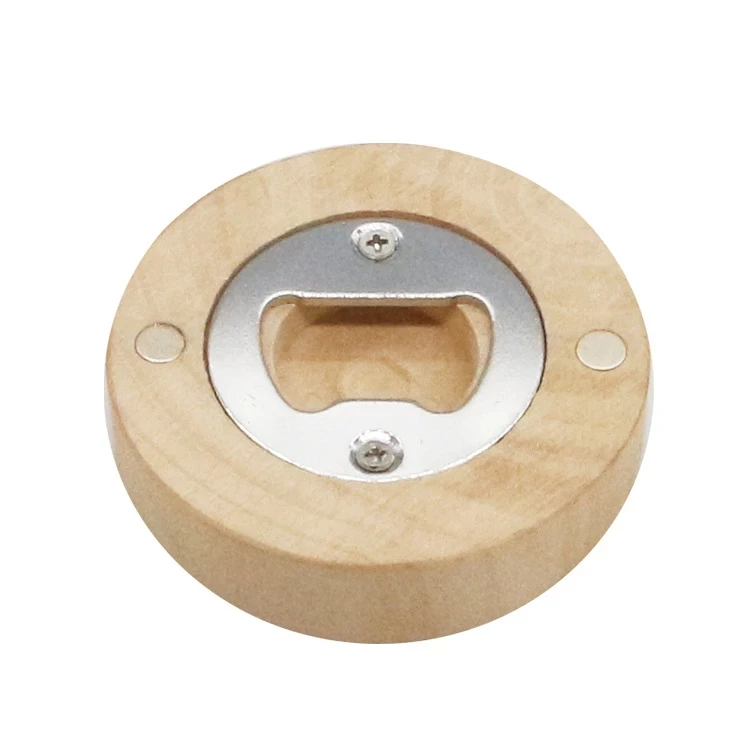 Factory Direct Round Magnet Bottle Opener Baptism Favor First Communion Souvenirs Wooden Fridge Christening Keepsake For Sale