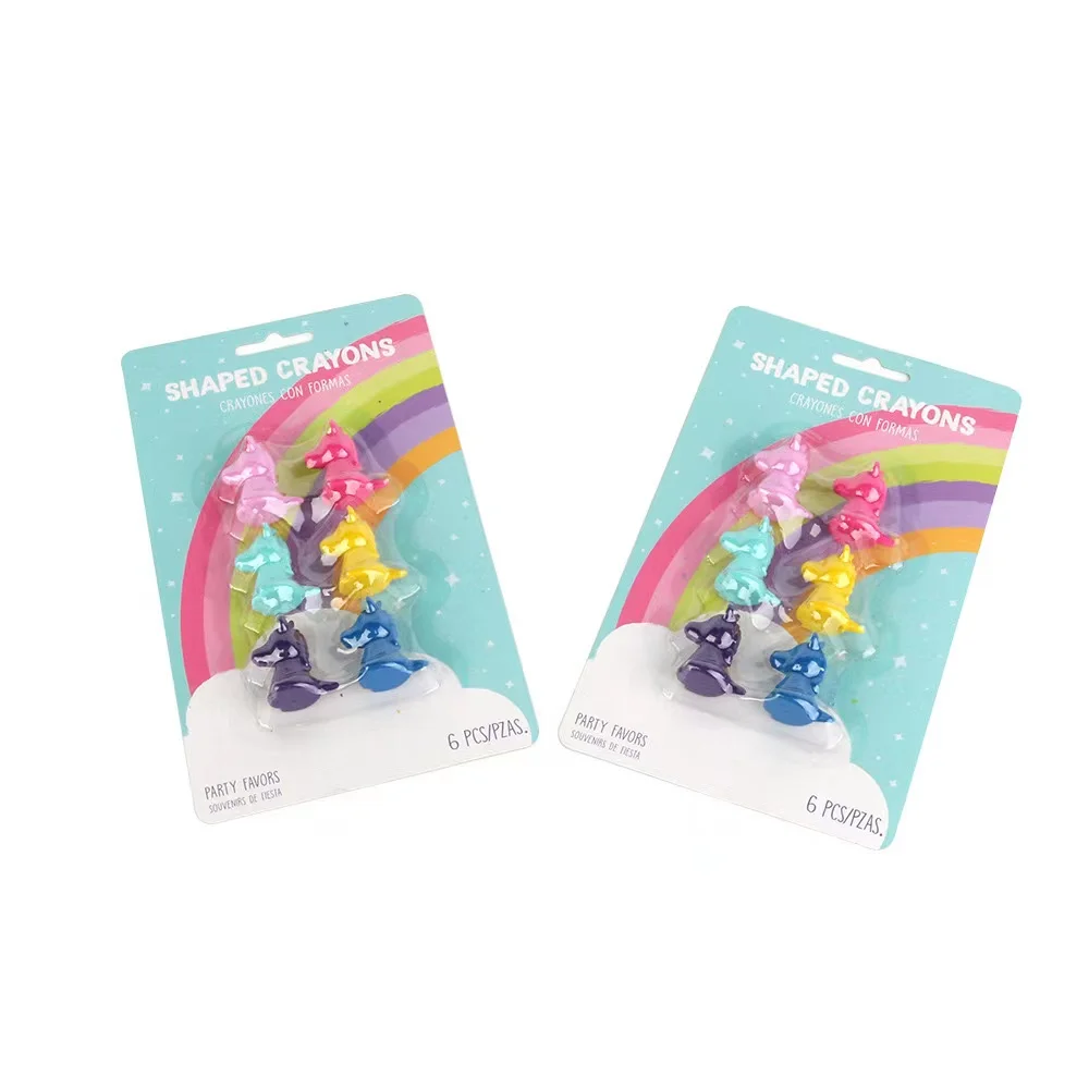 Custom pencil TOY CRAYONS flower girl unicorn pink  glitter crayons color box set 6 pack kids drawing crayon