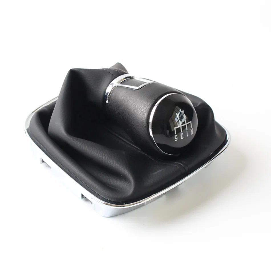 5 6 Speed chrome Leather Car Gear Shift Konb Gaiter Shifter Knob for VW POLO 2011 2017 Car Styling Accessories