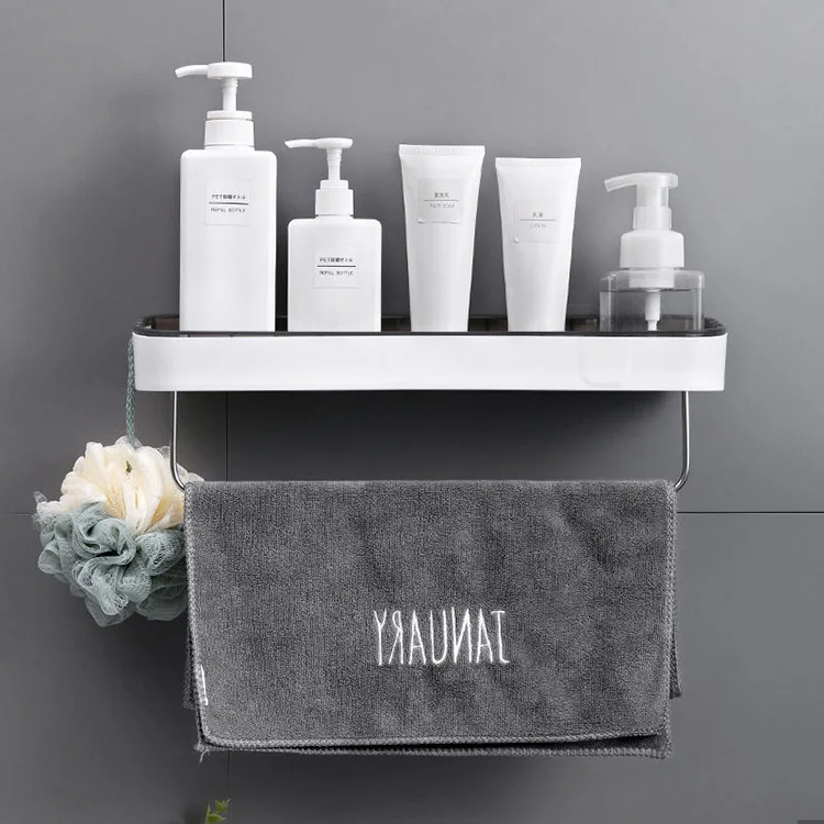Sesame New Design Plastic Toilet Wall Mounted Bathroom Corner Rack Multi Functional Storage Shelf Rack
