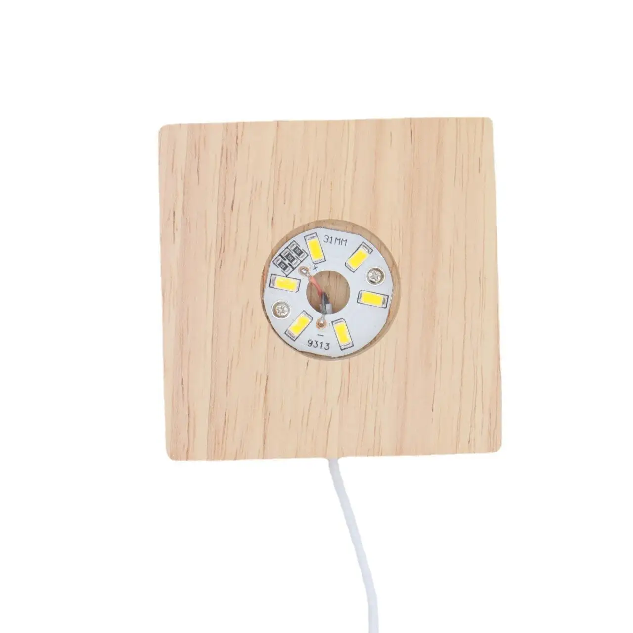 USB Handmade Wood Rectangle Round Oval Shape LED Display Base Resin Art Ornament Wooden Night Lighted Base Stand Crafts