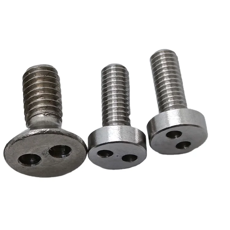 Custom CNC  unique M2 M8 M3 M4 M6 flat vertical round two holes snake security anti-theft eye bolt