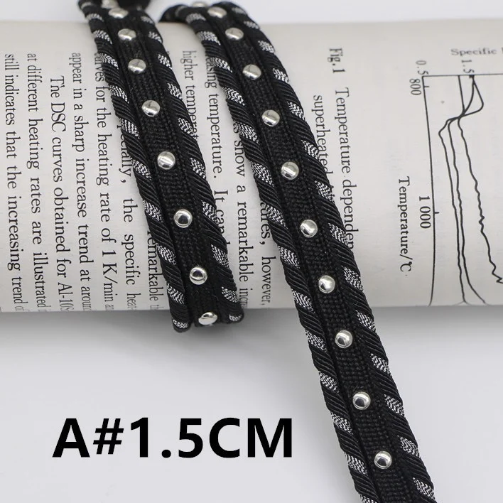 wholesale handmade beaded lace Accessories metal round rivet webbing Beaded Lace Fabric Clothing Decoration Pearl Trim Lace