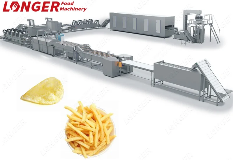 Заводская цена, оборудование для жарки хрустящих палочек, производственная линия для производства свежих картофельных чипсов, машина для замороженного картофеля фри на продажу