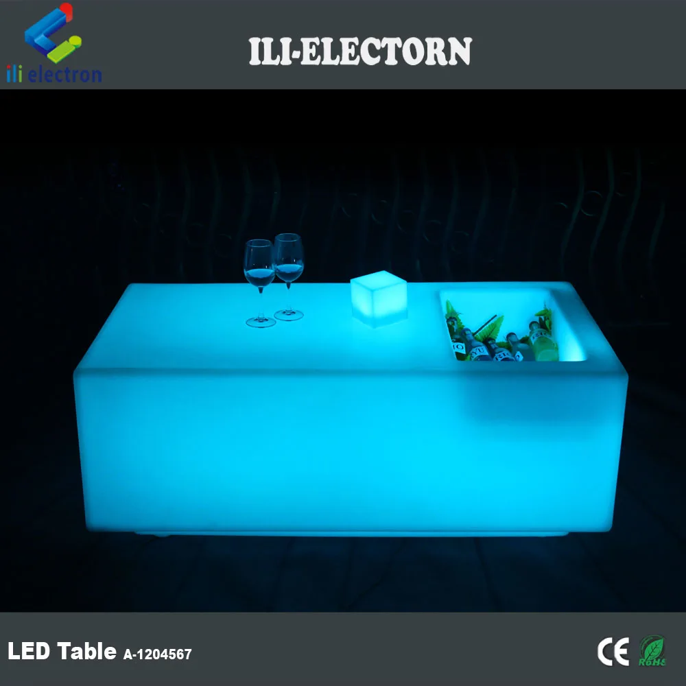 Glow bar table plastic cocktail table  led ice bucket table