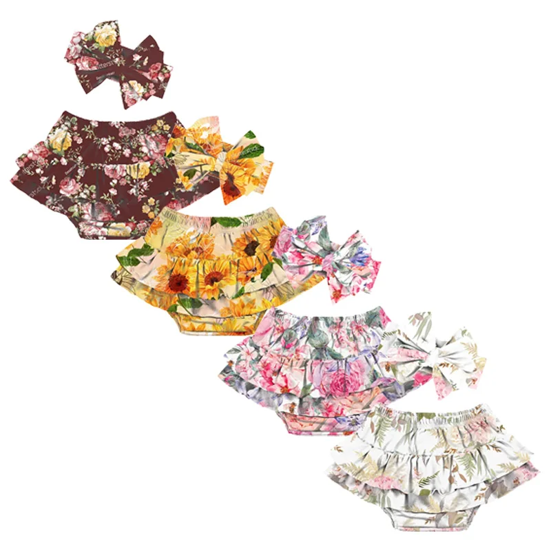 Baby Ruffle Bloomers And Headband Set Bummies And Bows Diaper Cover