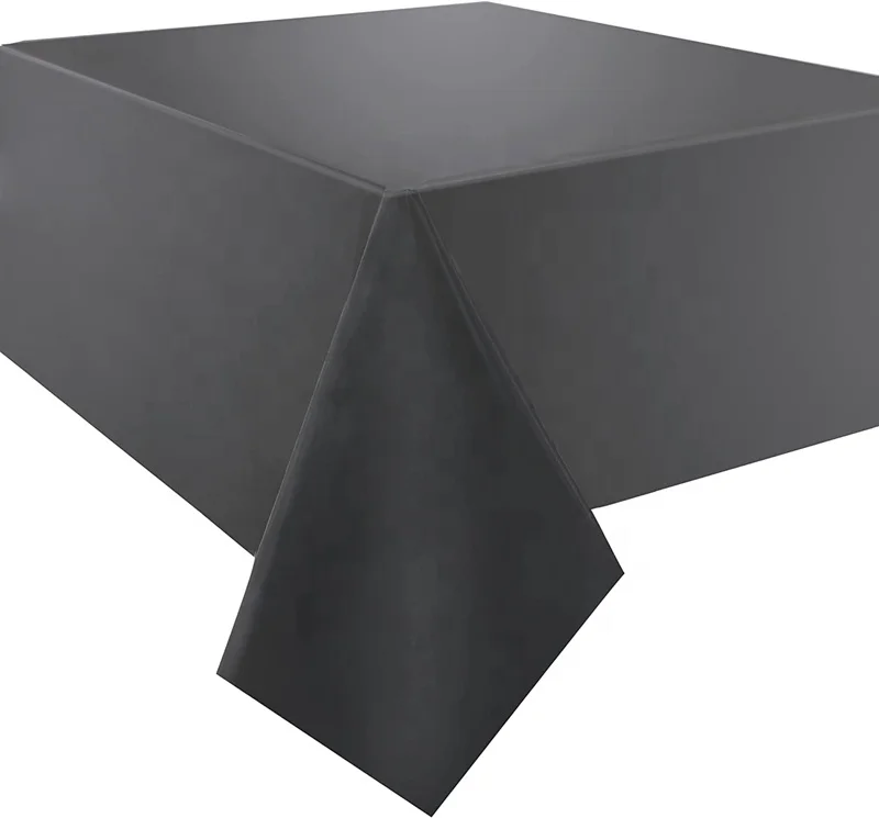 Disposable Tablecloths Birthday Party Plastic Fitted Table Cover Handmade Carton Packing Square Modern Solid Plain Dyed PEVA