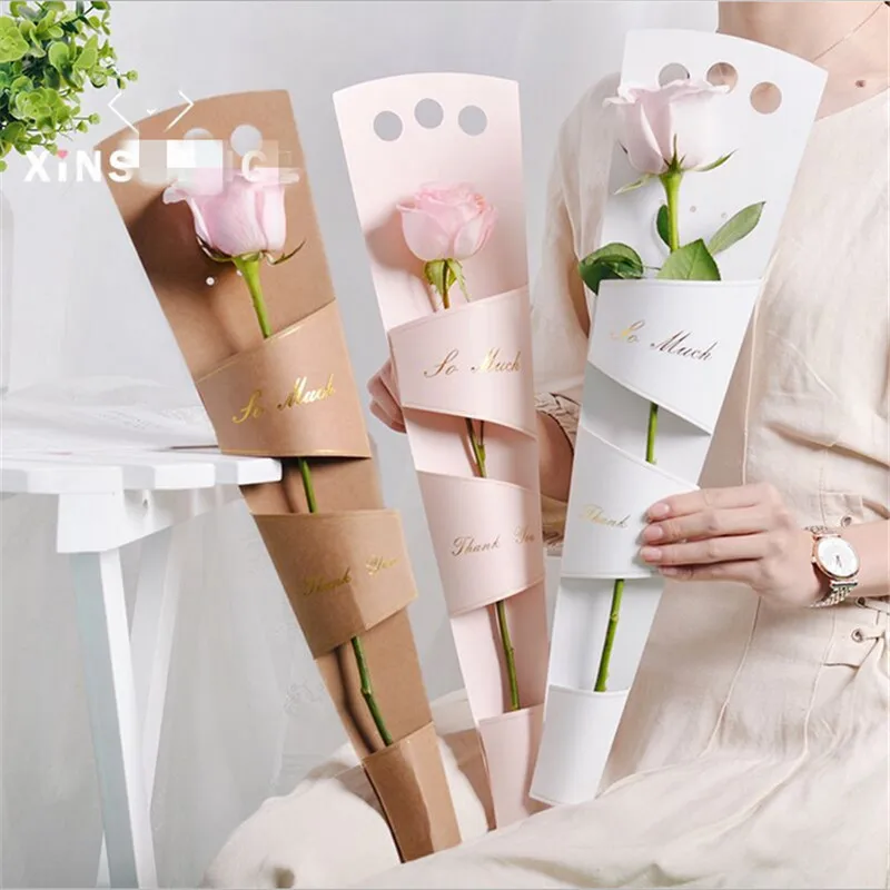 Wrapping Gift Waterproof Decoration Packaging  Kraft Paper Flower Sleeves Carry Bags