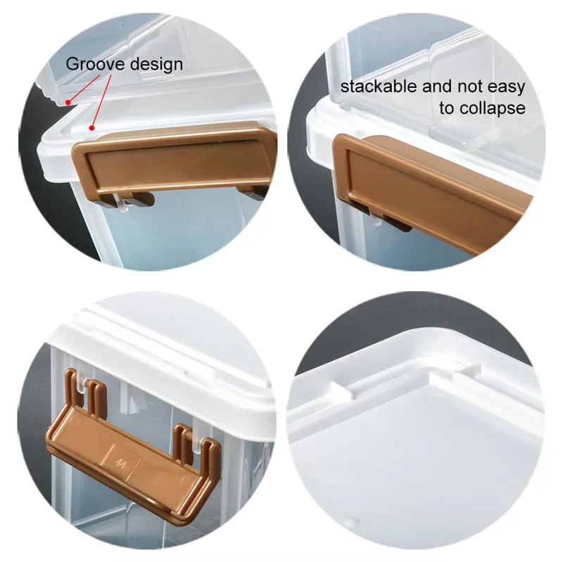 EVERSMILY Bins & Things Stackable Storage Container 3 layer stack 130ml 360ml 780ml Transparent Latching Storage Container