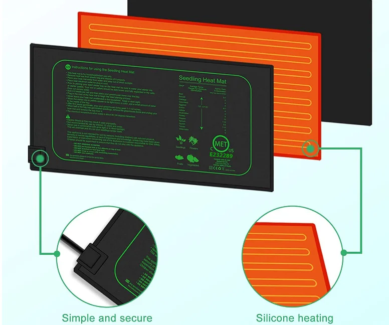 Durable Waterproof Seedling Heat Mat Warm Hydroponic Heating Pad  MET Standard for Seed Starting Greenhouse and Germination
