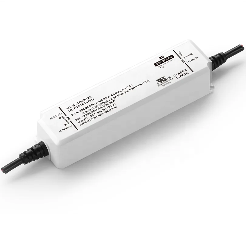 SPF60-12/15/24/36/48A Input 90~305VAC 60W 12~48V 1.25A~5A IP67 constant voltage+constant current LED Driver