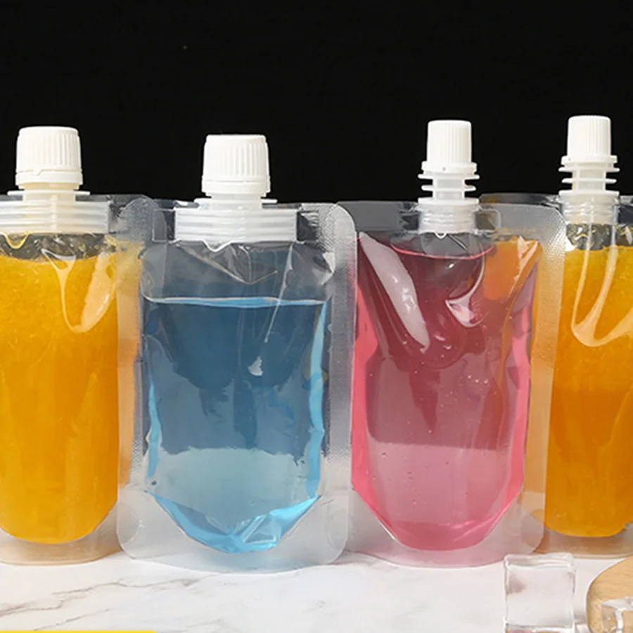 Reusable Clear Plastic Flask Bags Travel Beverage Alcohol Liquid Liquor Packaging Cruise Sneak Drink Spout Pouch