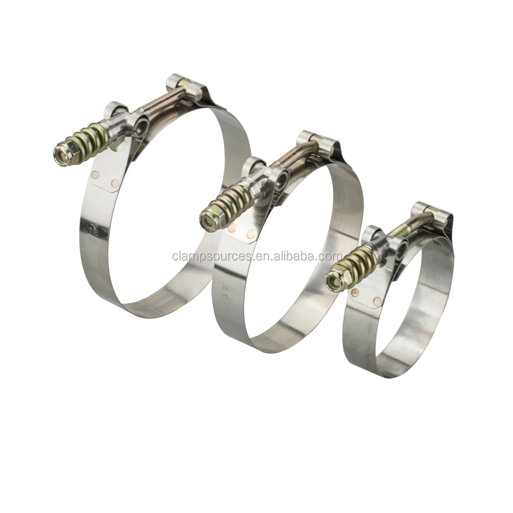 SS304 2.5' Spring Load Turbo Intake Silicone Hose Clamp Customizable Stainless Steel T-Bolt Clamps from Clampsource LTD