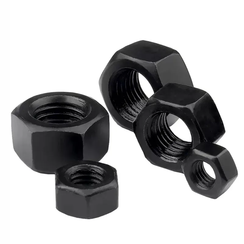 High Strangth Grade 8.8 10.9 Carbon Steel Inox Black Hexagon Nut Black Oxide DIN934 UNC UNF M10 - M42 Bige Size Hex Nut