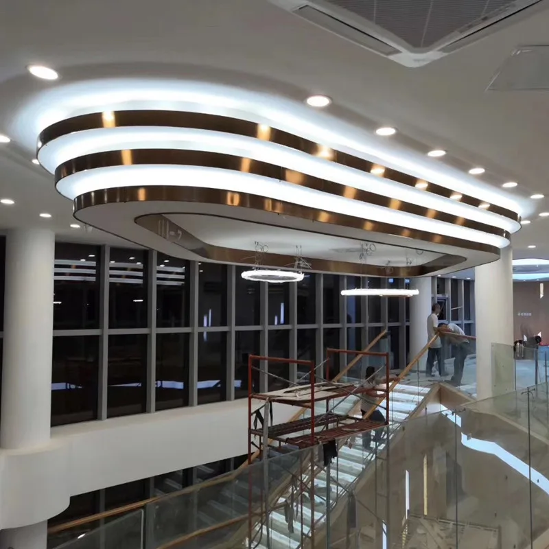 Custom Ceiling Metal Profiles Rose Gold Stainless Steel Curved Strip Decorative Trim