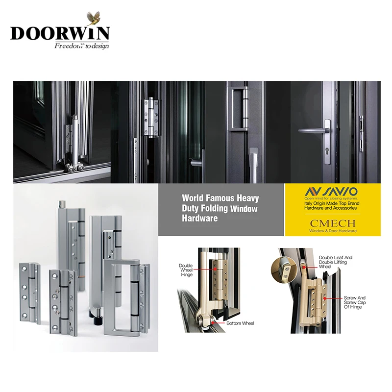 Modern Design Panorama View Bifolding Window Aluminum Frame Hotel & Villa Use Folding Open Style for Kitchen Steel Wood Material