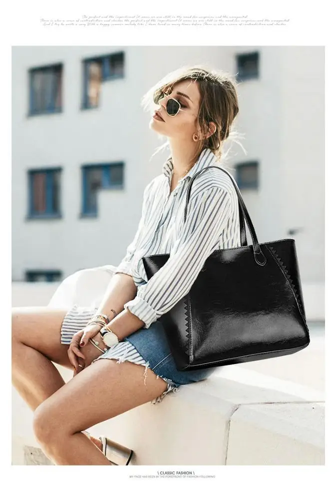 Big Bag New Fashion Women Retro Oil Wax Leather Ladies Handbag