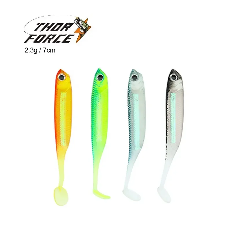 THORFORCE.Promotion 7cm 2.3g T Tail Fishing Baits Ulti-color Pesca Soft Plastic Fishing Lures
