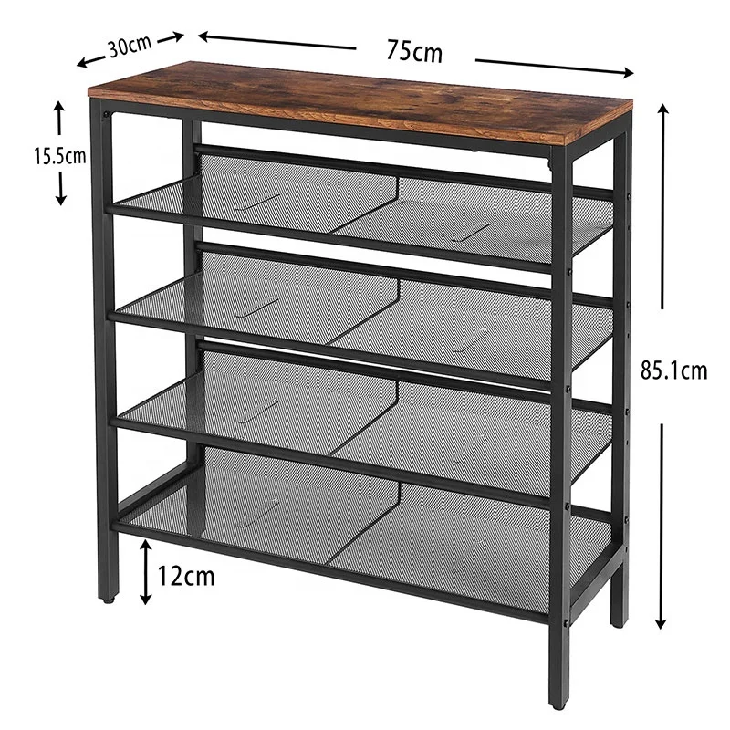 5-Tier Shoe Organizer Shelf,with Flat & Slant Adjustable Shelf, Sturdy and Stable shoe racks for home