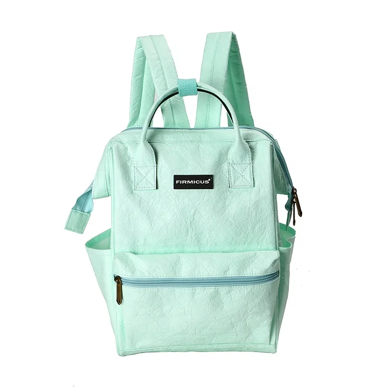 High quality Fashion manufacturers custom waterproof and eco-friendly large capacity GREEN Tyvek paper backpack