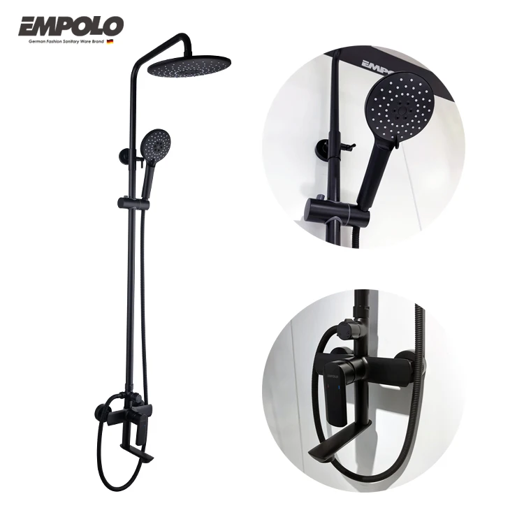 Empolo Large quantity and good price black shower set yellow brass shower system foshan empolo building material