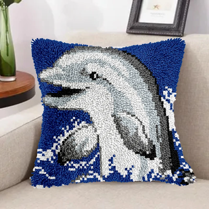 Custom Pre-Printed Rug Needlework DIY Pillowcase Snowman Latch Hook Kits Pillow Crochet Yarn Cushion for Sofa Decor