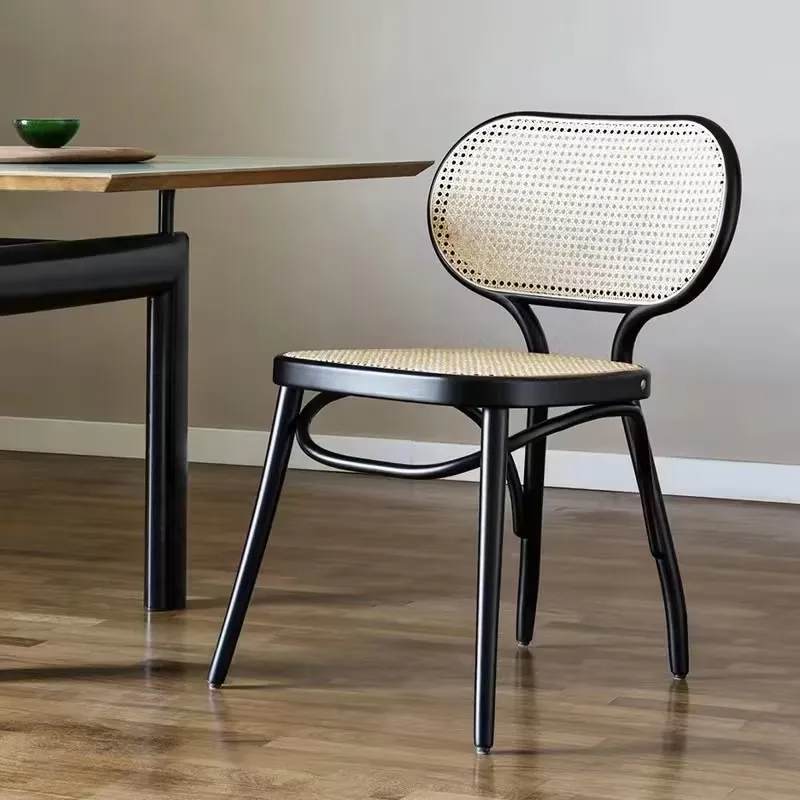 High-Grade Retro Solid Wood Rattan Dining Chair Nordic Luxury Style for Hotels Restaurants Cafes  furniture