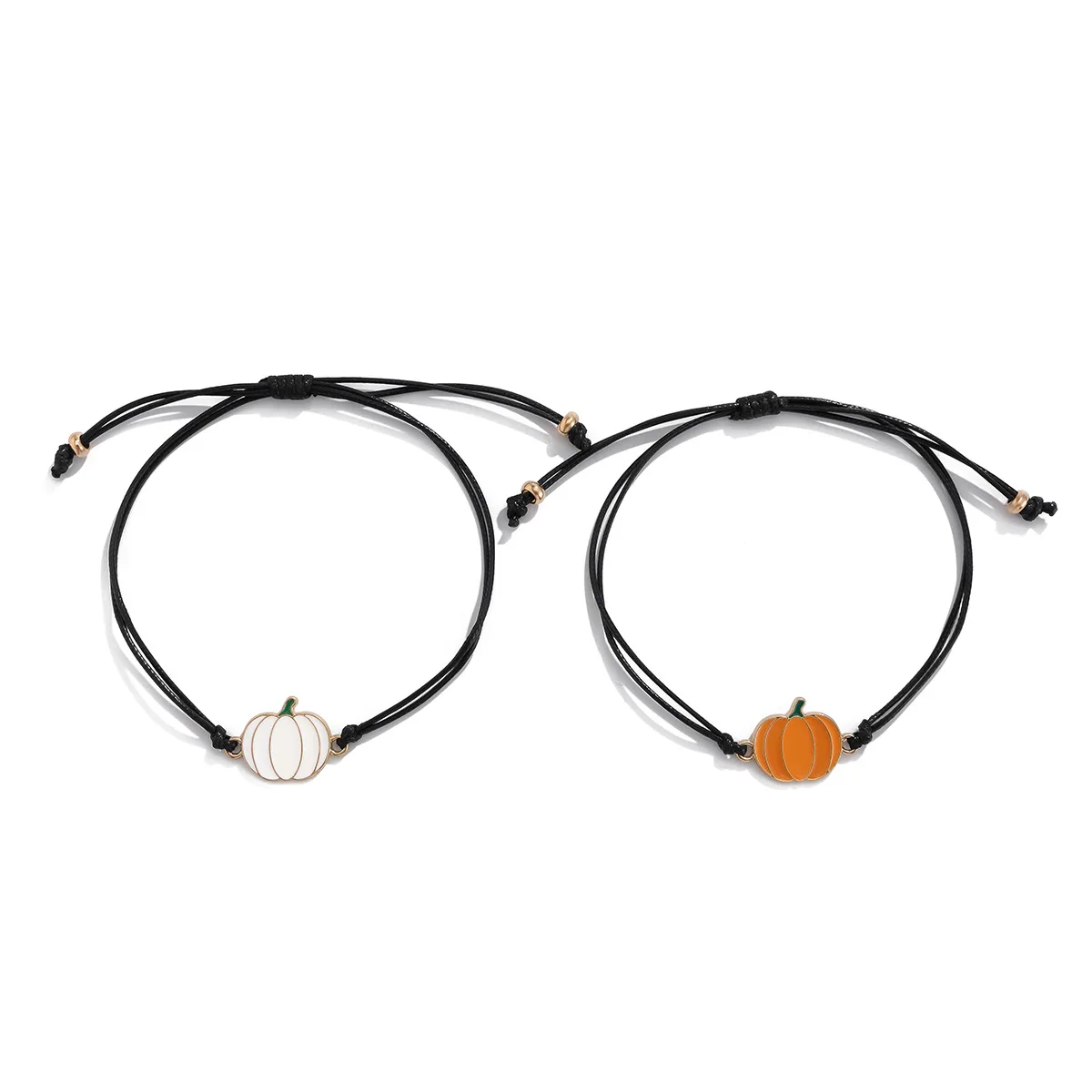 Black White Ghost Bracelet Colorful Pumpkin Wax Rope Bracelet for Women Halloween Party Prom Jewelry Gift