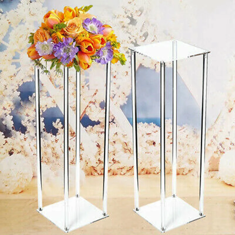 Custom Clear Acrylic Wedding Table Centerpiece Flower Stand Column Backdrop Display Rack Wedding Decoration Acrylic Flower Stand