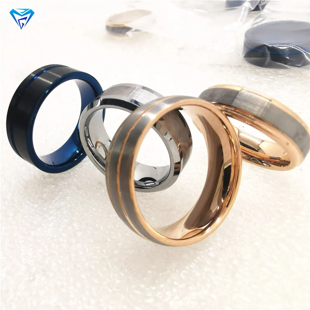 Красивые Альянс кольца для мужчин и женщин bijoux (украшения своими руками) bague anillos для мужчин, кольцо, кольцо из нержавеющей стали черный, 18k, Розовая позолота, пара обручальное кольцо, вольфрамовое кольцо