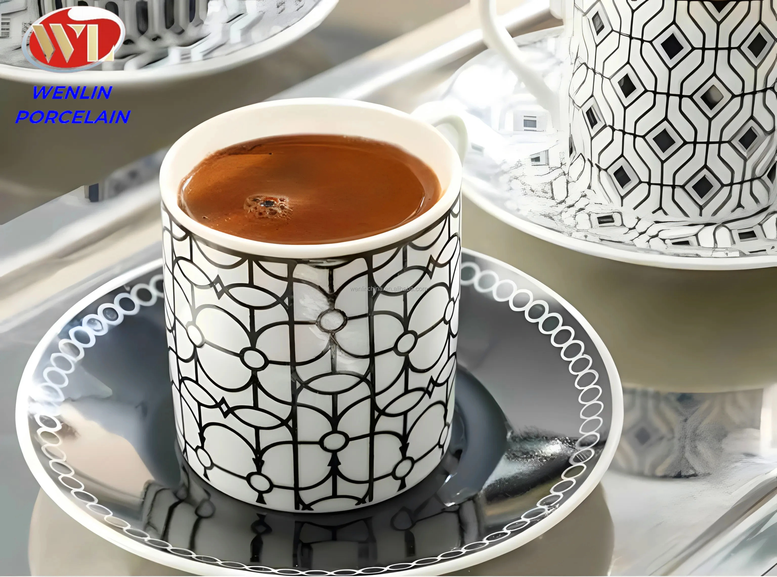 Arabia Flower Golden Coffee Mugs Cup Saucer Tea Set Style Gift Hight Quality Porcelain Ceramic Plate Habesha Ethiopian Ramadan